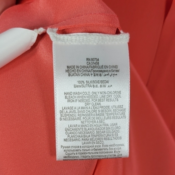 BCBGMaxAzria Pink Coral Silk Blouse # 433 Size M - Picture 7 of 9